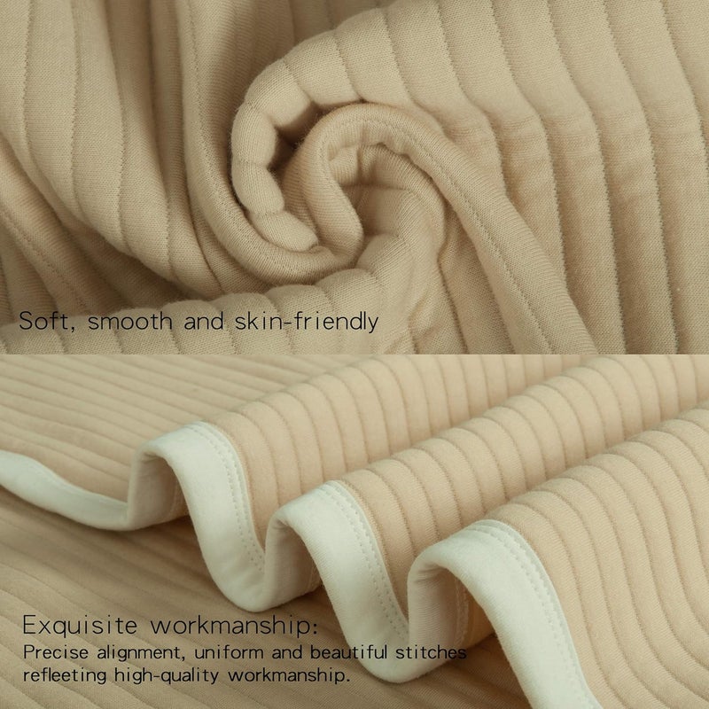 NTBAY Jersey Cotton Quilted Toddler Blanket, Breathable and Warm for Boys and Girls Baby Blanket, 30x40 Inches, Camel Stripe - Image 2